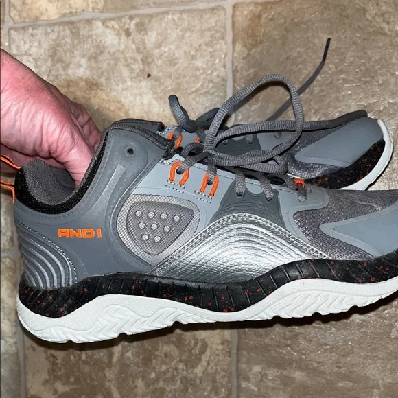 AND1 Men's Charcoal and Orange Athletic Shoes - Picture 3 of 9
